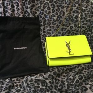Saint Laurent Neon Green Monogram crossbody bag